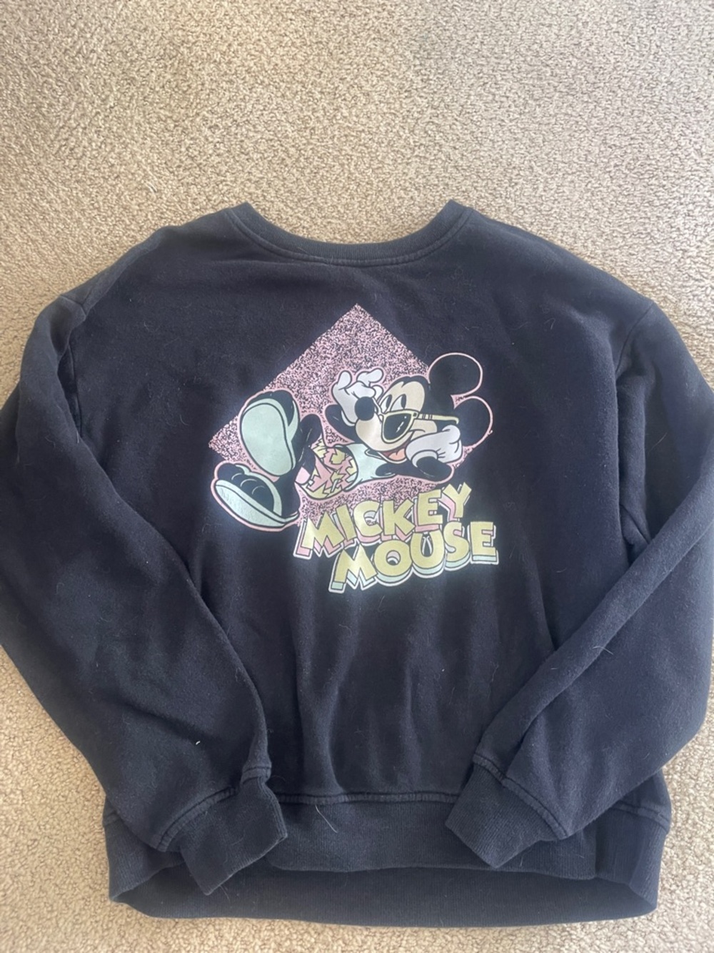 Garage Black Crewneck with Pastel Mickey Graphic